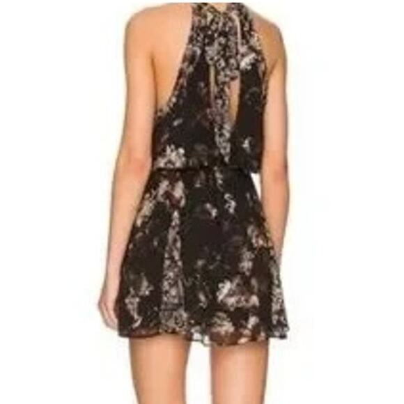 Free People Katerina Halter Tie Sleeveless Floral Mini Dress Black Small - Picture 2 of 12